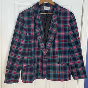 Pendleton Vintage Tartan plaid virgin wool blazer - 1X